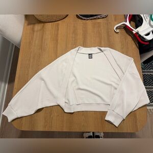 Avia Cropped Open-Front Athletic Cardigan in Ivory